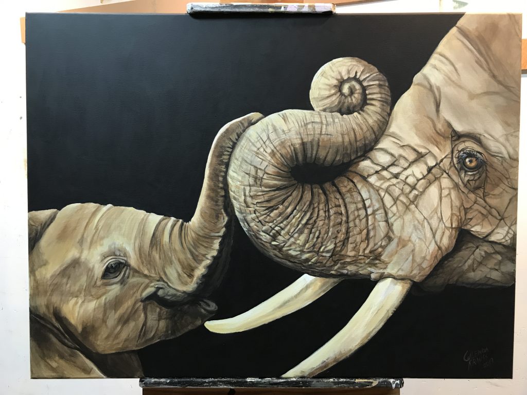 Baby Elephant and Mother Fine art